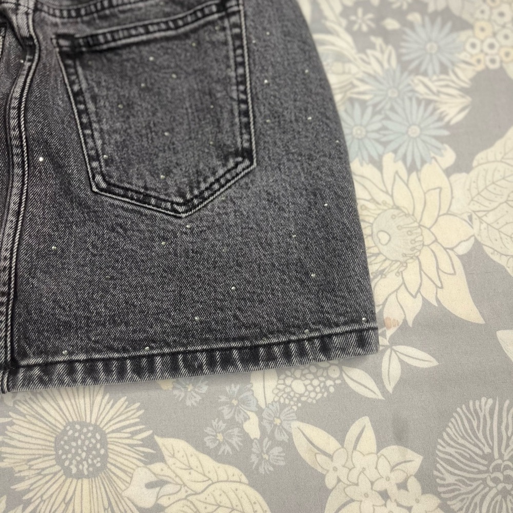 Abercrombie & Fitch High Rise Denim Mini Skirt Black Rhinestone Size 24 Y2K - Picture 16 of 16